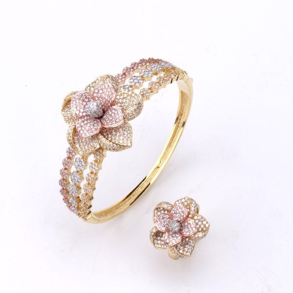 Zircons Adjustable Fashion Rose Gold Cuff CZ Crystal Flower Bangle Bracelet And Ring Jewelry for Women Gift, Black
Zircons Adjustable Fashion Rose Gold Cuff CZ Crystal Flower Bangle Bracelet And Ring Jewelry for Women Gift, Black