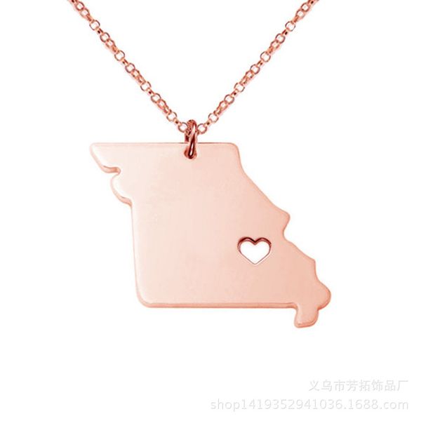 popular in europe and united states, the map of the 50 states missouri does not embroider steel necklace, Silver
popular in europe and united states, the map of the 50 states missouri does not embroider steel necklace, Silver