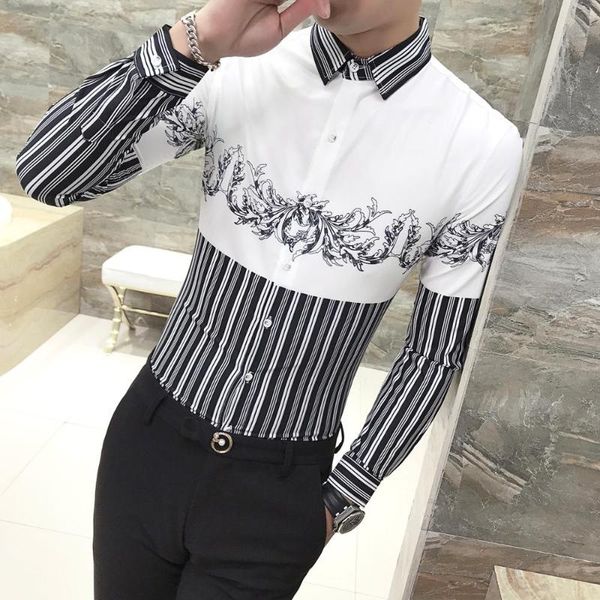men's casual shirts shirt 2021 spring british style boutique men long sleeve patchwork slim fit party club, White;black
men's casual shirts shirt 2021 spring british style boutique men long sleeve patchwork slim fit party club, White;black