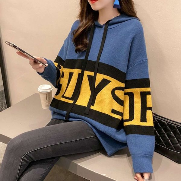 net red knitwear sweater women's new autumn drs 2020 korean loose hooded coat medium length top, White;black
net red knitwear sweater women's new autumn drs 2020 korean loose hooded coat medium length top, White;black