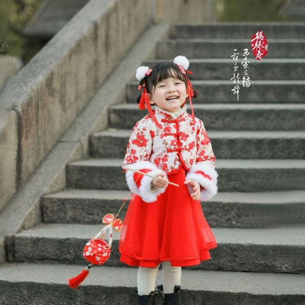 girls' hanfu winter 2020 thickened foreign sle tang drs children's chine new year's clothing, Red;yellow
girls' hanfu winter 2020 thickened foreign sle tang drs children's chine new year's clothing, Red;yellow