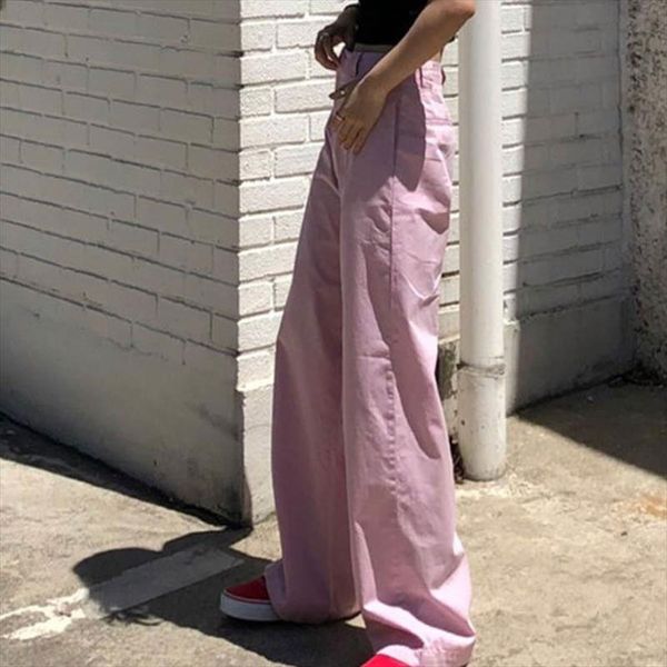 autumn spring wide leg pants women vintage high waist cotton loose pink pants trousers korean grunge long female trousers, Black;white
autumn spring wide leg pants women vintage high waist cotton loose pink pants trousers korean grunge long female trousers, Black;white