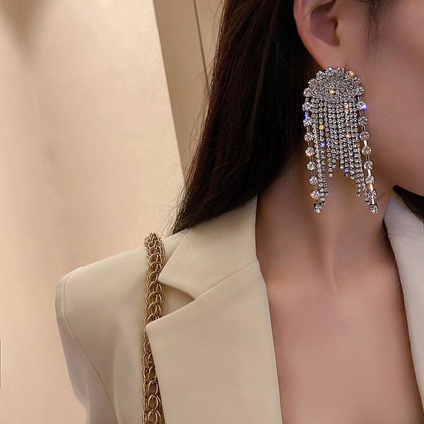 fyuan shine long tassel crystal drop earrings for women bijoux geometric rhinestone chain earrings statement jewelry gifts, Silver
fyuan shine long tassel crystal drop earrings for women bijoux geometric rhinestone chain earrings statement jewelry gifts, Silver