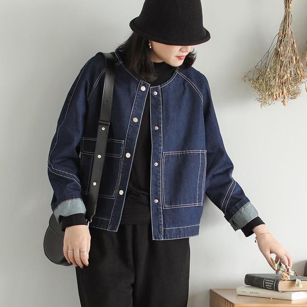 women's jackets qpfjqd 2021 spring autumn casual denim jacket women long sleeve jeans vintage cotton ladies coats and o neck, Black;brown
women's jackets qpfjqd 2021 spring autumn casual denim jacket women long sleeve jeans vintage cotton ladies coats and o neck, Black;brown