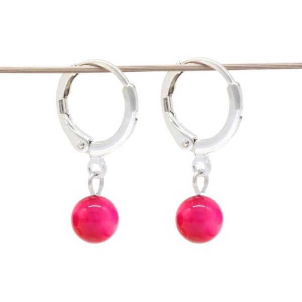 Fashion Hot Pink Round Stone Bead Drop Earrings Antiallergic Stainless Steel Handmade Women Jewelry Brithday Gift for Girl GE005, Silver
Fashion Hot Pink Round Stone Bead Drop Earrings Antiallergic Stainless Steel Handmade Women Jewelry Brithday Gift for Girl GE005, Silver