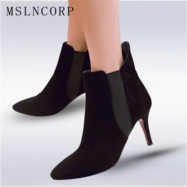 boots size 34-43 genuine leather women pointed toe stiletto high heels ankle ladies shoes party dress thin heel short, Black
boots size 34-43 genuine leather women pointed toe stiletto high heels ankle ladies shoes party dress thin heel short, Black