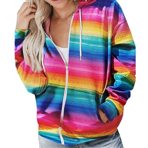 2020 autumn winter women rainbow striped print long sleeve hoodies sweatshirts casual zipper jacket female pocket hooded, Black
2020 autumn winter women rainbow striped print long sleeve hoodies sweatshirts casual zipper jacket female pocket hooded, Black