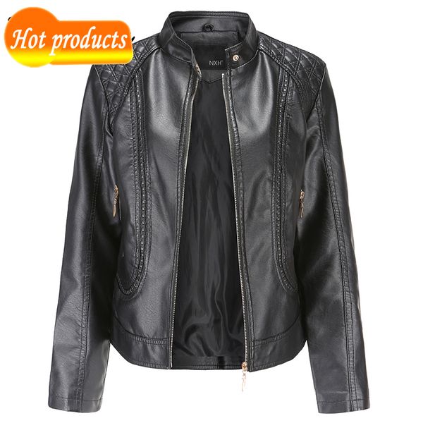 women's fall winter long sleeve plutonium leather short fake motorcycle jacket iklx, Black
women's fall winter long sleeve plutonium leather short fake motorcycle jacket iklx, Black