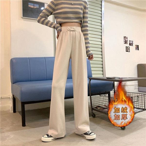 autumn winter fleece thick warm women loose long pants elastic waist ankle-length elegant ladies casual trousers clothes, Black;white
autumn winter fleece thick warm women loose long pants elastic waist ankle-length elegant ladies casual trousers clothes, Black;white