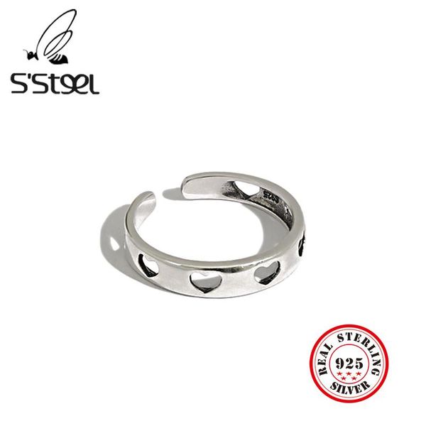 cluster rings s'steel heart ring 925 sterling silver gift for women korean minimalist retro opening anillos de plata ley jewelry, Golden;silver
cluster rings s'steel heart ring 925 sterling silver gift for women korean minimalist retro opening anillos de plata ley jewelry, Golden;silver