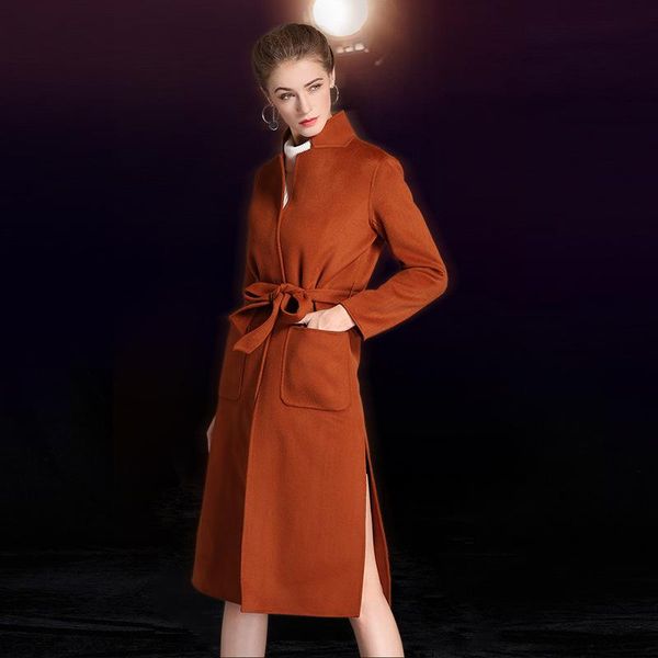 women double sided coffee belt windbreaker wool cashmere overcoats winter woolen jackets high end long handmade outwear oversize, Black
women double sided coffee belt windbreaker wool cashmere overcoats winter woolen jackets high end long handmade outwear oversize, Black