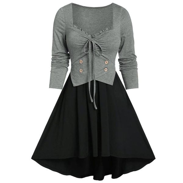autumn winter woman dress casual patchwork plus size dresses irregular long sleeve evening party bandage dress vintage dresses, Black;gray
autumn winter woman dress casual patchwork plus size dresses irregular long sleeve evening party bandage dress vintage dresses, Black;gray