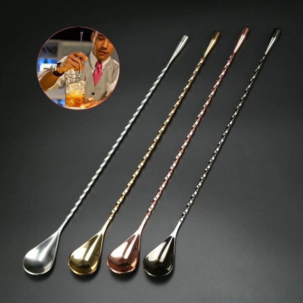304 stainless steel mixing cocktail spoon 3 colors spiral pattern bar water drop stir spoon bartender bar tool
304 stainless steel mixing cocktail spoon 3 colors spiral pattern bar water drop stir spoon bartender bar tool