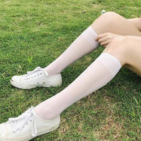 socks & hosiery 10pairs fashion ladies shiny stockings knee length cos transparent nylon for women girls medias1, Black;white