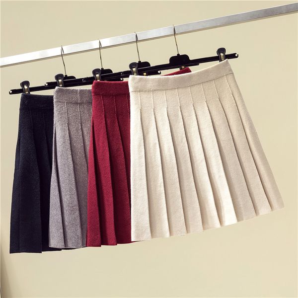 winter autumn 2019 skirts womens pleated knitting wool mini skirt high waist elastic solid color preppy style saia midi skirts q1209, Black
winter autumn 2019 skirts womens pleated knitting wool mini skirt high waist elastic solid color preppy style saia midi skirts q1209, Black