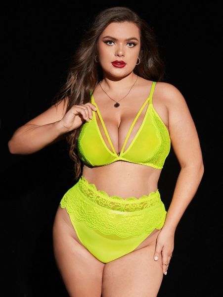 3pack plus contrast lace mesh lingerie set l0xe#, Black;white
3pack plus contrast lace mesh lingerie set l0xe#, Black;white