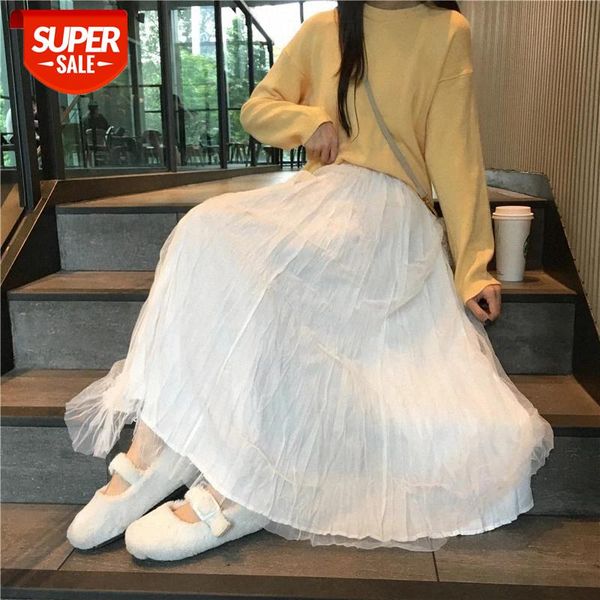 women fashion reversible skirt solid color high waist mesh yarn pleated a-line long skirt ladies stylish trendy wild clothing #9a5r, White;black
women fashion reversible skirt solid color high waist mesh yarn pleated a-line long skirt ladies stylish trendy wild clothing #9a5r, White;black