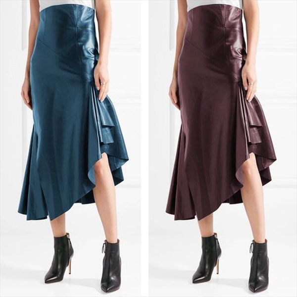 2020 elegant irregular skirts women faux leather mid calf skirt casual high waist vestido female bodycon robe plus size 7, Black
2020 elegant irregular skirts women faux leather mid calf skirt casual high waist vestido female bodycon robe plus size 7, Black