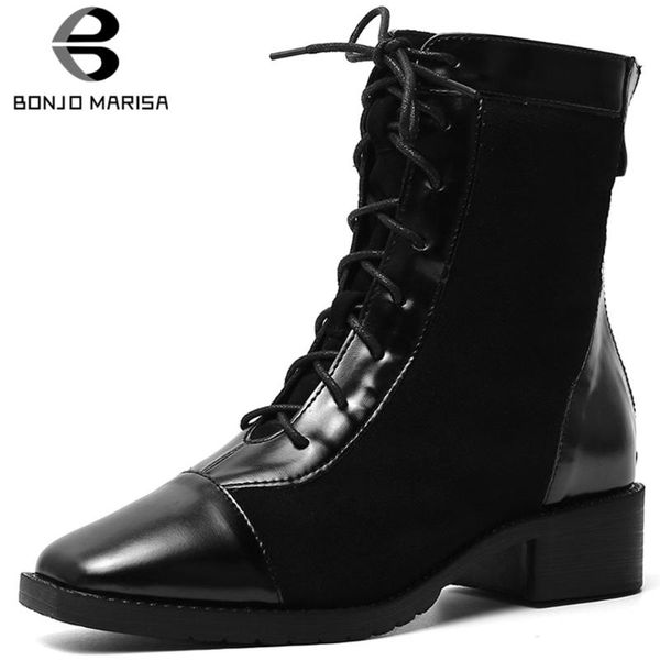 boots bonjomarisa spring ladies fashion square toe brand lace-up patchwork ankle women med chunky heels shoes woman, Black
boots bonjomarisa spring ladies fashion square toe brand lace-up patchwork ankle women med chunky heels shoes woman, Black