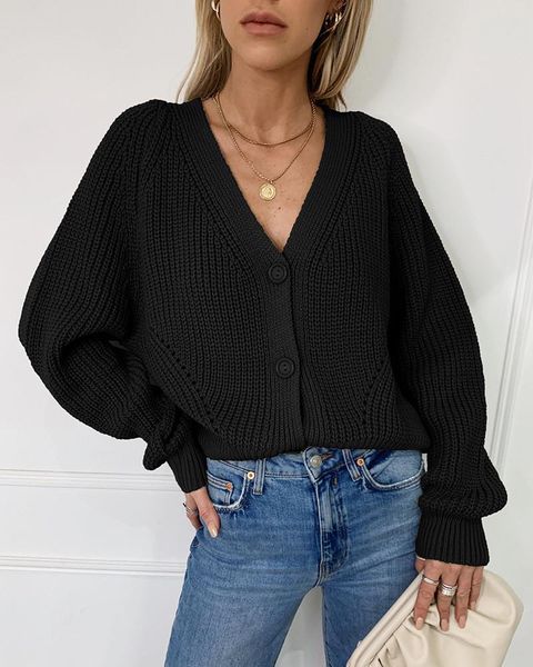 women's knits & tees 2021 autumn winter knitted cardigan women loose button up v neck knit sweater coat lantern long sleeve female card, White
women's knits & tees 2021 autumn winter knitted cardigan women loose button up v neck knit sweater coat lantern long sleeve female card, White