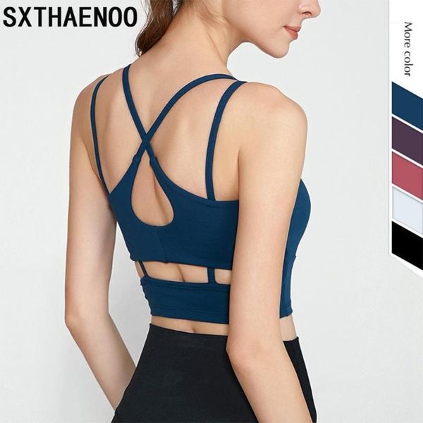 sxthaenoo push up gym fitness sports bra women activewear padded back cross strappy workout bra shockproof running bras1, Black;white
sxthaenoo push up gym fitness sports bra women activewear padded back cross strappy workout bra shockproof running bras1, Black;white