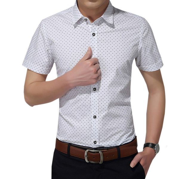 white summer short sleeve business casual youth print slim men's cotton social shirt, White;black
white summer short sleeve business casual youth print slim men's cotton social shirt, White;black