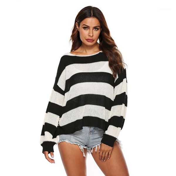 women autumn sweaters 2019 new fashion striped knitted sweater female casual wild loose long sleeve o neck pullover truien dames1, White;black
women autumn sweaters 2019 new fashion striped knitted sweater female casual wild loose long sleeve o neck pullover truien dames1, White;black