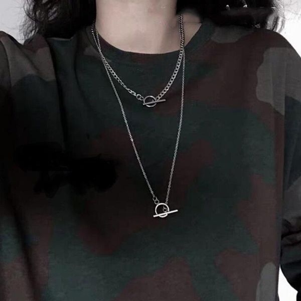 double layers ot buckle pendant long chain necklace fashion cool girl street necklace punk jewellery, Silver
double layers ot buckle pendant long chain necklace fashion cool girl street necklace punk jewellery, Silver