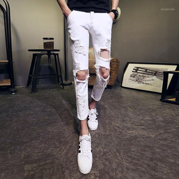 men's pants fashion summer white men streetwear slim fit big hole casual all match comfortable trousers ankle length 341, Black
men's pants fashion summer white men streetwear slim fit big hole casual all match comfortable trousers ankle length 341, Black
