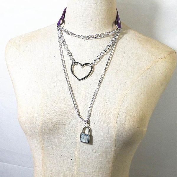 new woman gothic lock and heart chain necklace multilayer punk choker collar pendant necklace leather kawaii witch jewellery, Silver
new woman gothic lock and heart chain necklace multilayer punk choker collar pendant necklace leather kawaii witch jewellery, Silver