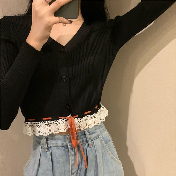 2021 new knitted cardigan women thin lace solid korean swaeter coat fashion female clothes slim short knitwear new women's autumn awsf, White;black
2021 new knitted cardigan women thin lace solid korean swaeter coat fashion female clothes slim short knitwear new women's autumn awsf, White;black