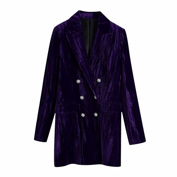 evfer autumn stylish ladies za purple velvet long blazers women fashion double breasted jewelry button thick outwear coats chic lj201212, White;black
evfer autumn stylish ladies za purple velvet long blazers women fashion double breasted jewelry button thick outwear coats chic lj201212, White;black