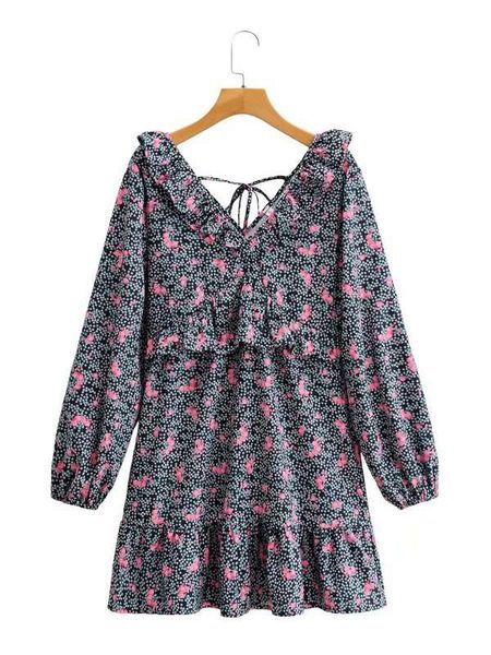 2020 autumn / winter new style printed v-neck long dress women's q3-1666, Black;gray
2020 autumn / winter new style printed v-neck long dress women's q3-1666, Black;gray