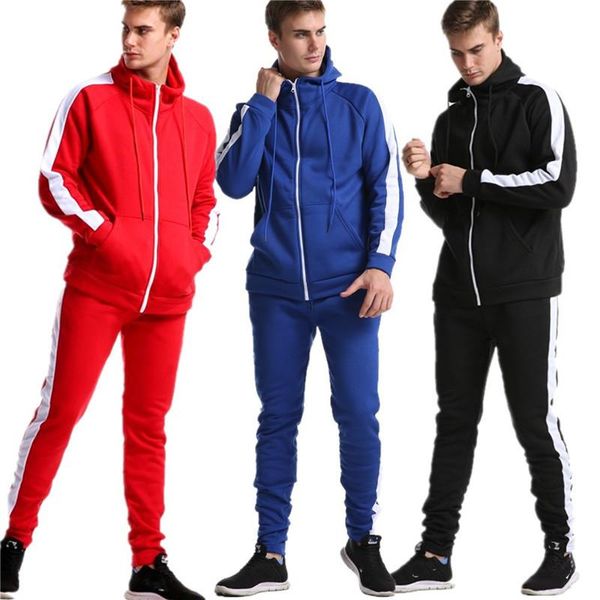 men sports 2-piece outfit set fashion long sleeve color block hoodie+pants set for men, White;red
men sports 2-piece outfit set fashion long sleeve color block hoodie+pants set for men, White;red