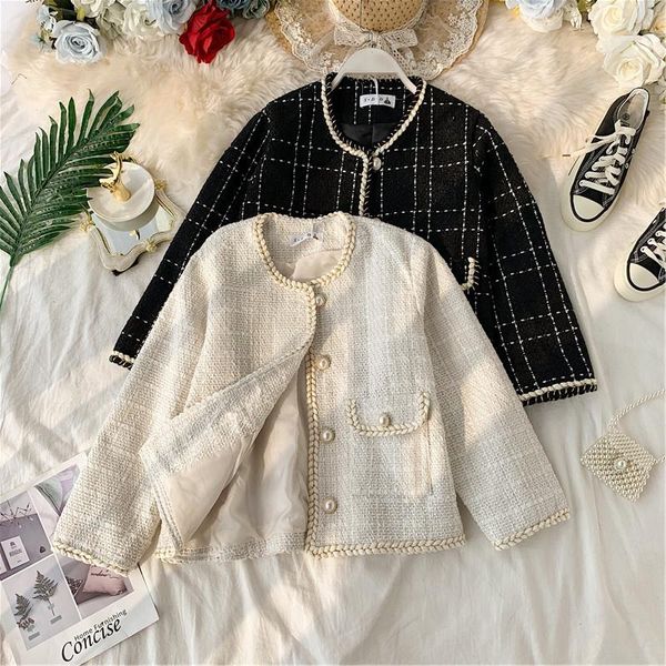 new spring coat women tweed jacket small fragrance patchwork jacket autumn women korean tweed short plaid coat outerwear, Black;brown
new spring coat women tweed jacket small fragrance patchwork jacket autumn women korean tweed short plaid coat outerwear, Black;brown