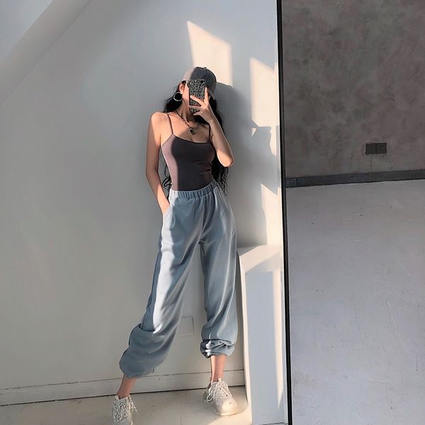 european and american high waist comfortable pants versatile sports leisure elastic waist loose legged pants 201031, Black;white
european and american high waist comfortable pants versatile sports leisure elastic waist loose legged pants 201031, Black;white