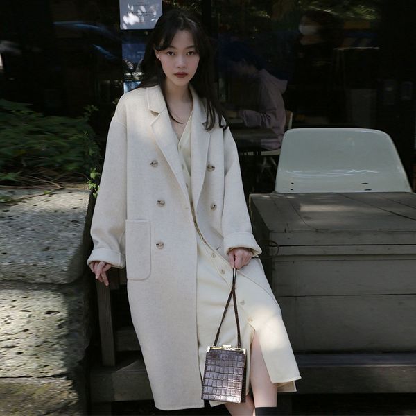 korea women autumn winter double breasted long cashmere slim wool coat ladies long sleeve overcoat parka jacket lj201106, Black
korea women autumn winter double breasted long cashmere slim wool coat ladies long sleeve overcoat parka jacket lj201106, Black