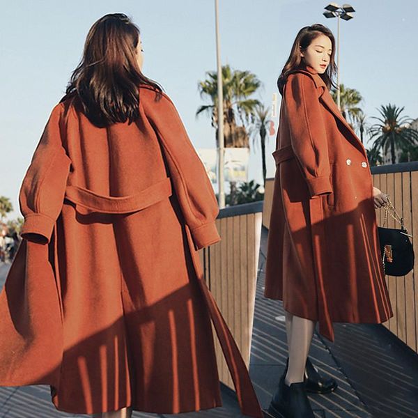 2020 winter new women long woolen coat belt jacket femme elegant outwear m339, Black
2020 winter new women long woolen coat belt jacket femme elegant outwear m339, Black