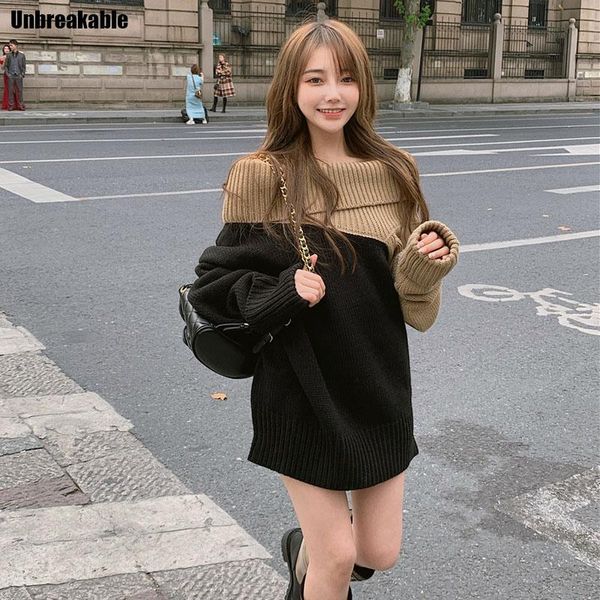 women sweater autumn winter 2021 korean loose fashion female casual female color matching thick pullovers outwear, White;black
women sweater autumn winter 2021 korean loose fashion female casual female color matching thick pullovers outwear, White;black