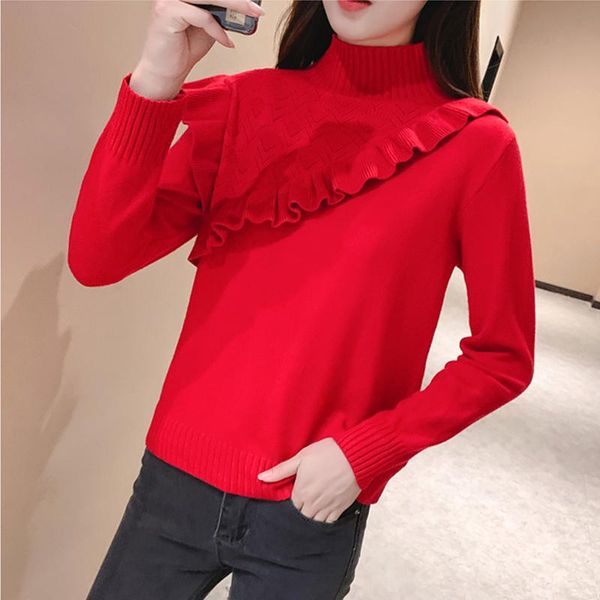 women's sweaters 2021 autumn winter women turtleneck sweater korean fashion ruffles patchwork slim knitted pullover casual, White;black
women's sweaters 2021 autumn winter women turtleneck sweater korean fashion ruffles patchwork slim knitted pullover casual, White;black