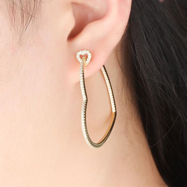 omyfun trend large heart hoop earrings cz micro paved dangling earrings luxury women jewelry brazil semijoyas e100, Golden;silver
omyfun trend large heart hoop earrings cz micro paved dangling earrings luxury women jewelry brazil semijoyas e100, Golden;silver