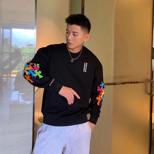 ch crosin 2020 new flower arm color matching leather cross trend men's and women's casual loose pullover, Black
ch crosin 2020 new flower arm color matching leather cross trend men's and women's casual loose pullover, Black