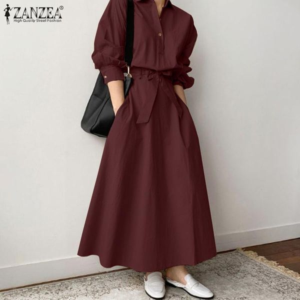 stylish zanzea women's autumn sundress 2020 casual long sleeve shirt dress belted female button down dresses robe femme vestidos, Black;gray
stylish zanzea women's autumn sundress 2020 casual long sleeve shirt dress belted female button down dresses robe femme vestidos, Black;gray
