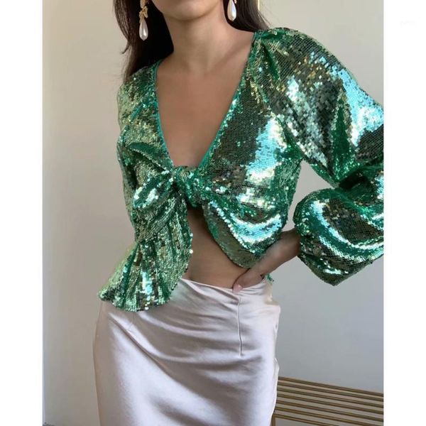 women sequined green bow shirt 2019 fashion girls ladies v-neck ruffle full lantern sleeve crop female party shirts1, White
women sequined green bow shirt 2019 fashion girls ladies v-neck ruffle full lantern sleeve crop female party shirts1, White