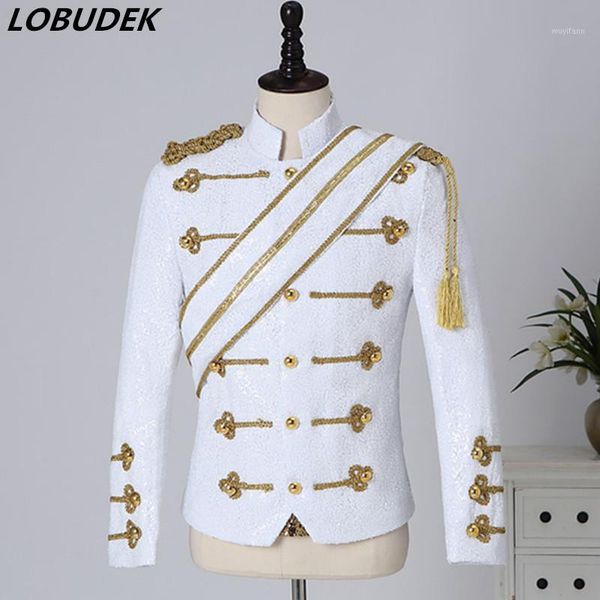 england style court dress vintage black white sequins stand collar jacket slim coat nightclub bar men's band rock singer costume1, Black;brown
england style court dress vintage black white sequins stand collar jacket slim coat nightclub bar men's band rock singer costume1, Black;brown