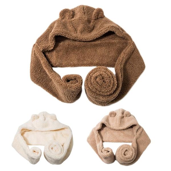 beanie/skull caps women winter 2 in 1 hooded long scarf beanie hat cute bear ears thicken fluffy plush earflap cap thermal neck warmer, Blue;gray
beanie/skull caps women winter 2 in 1 hooded long scarf beanie hat cute bear ears thicken fluffy plush earflap cap thermal neck warmer, Blue;gray