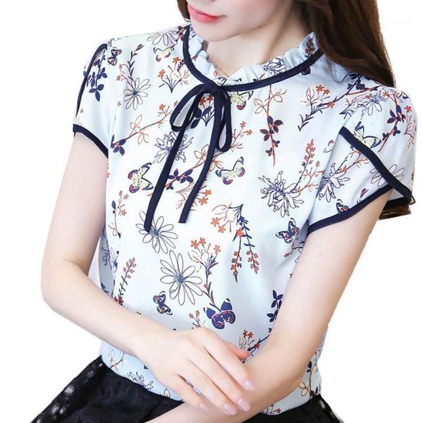 2019 blusas femininas summer floral print chiffon blouse ruffled collar bow neck shirt petal short sleeve chiffon new1, White
2019 blusas femininas summer floral print chiffon blouse ruffled collar bow neck shirt petal short sleeve chiffon new1, White