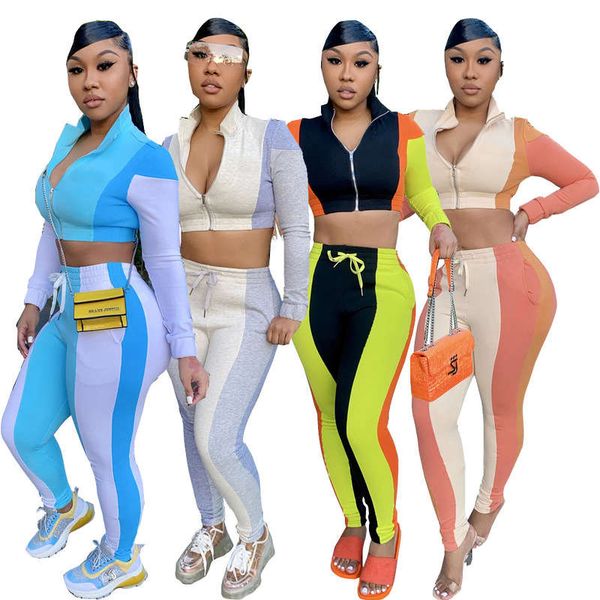 women's open navel sports long sleeve splicing color contrast leisure two piece set, Gray
women's open navel sports long sleeve splicing color contrast leisure two piece set, Gray