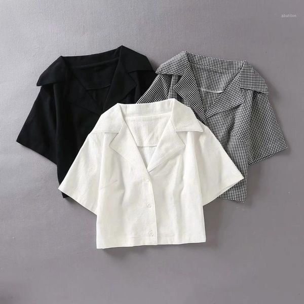 women's blouses & shirts turn down collar short high waist blazers single-breasted cardigan wild short-sleeved crop blusas mujer1, White
women's blouses & shirts turn down collar short high waist blazers single-breasted cardigan wild short-sleeved crop blusas mujer1, White