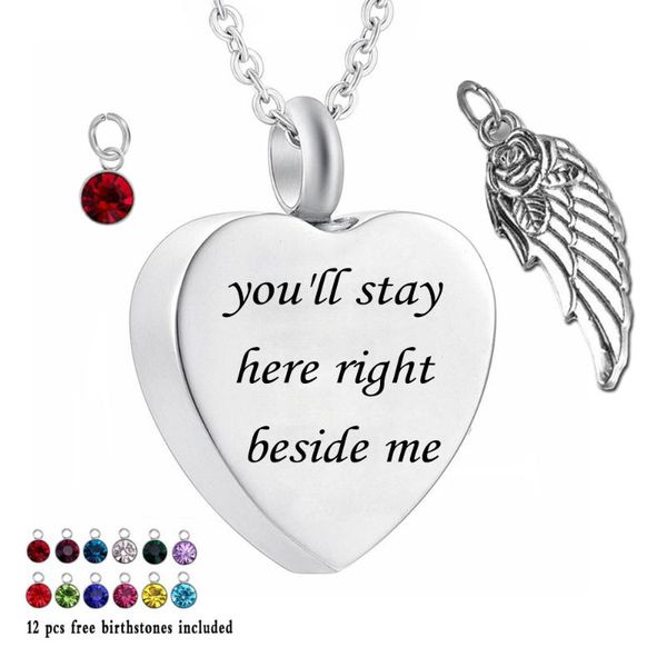 you'll stay here right beside me 12 piece birthstone crystal urn necklace heart memorial keepsake holder pendant ashes, Silver
you'll stay here right beside me 12 piece birthstone crystal urn necklace heart memorial keepsake holder pendant ashes, Silver